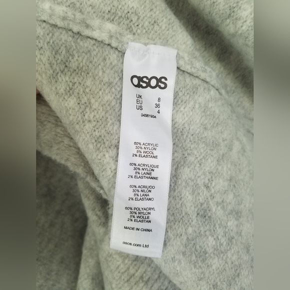 NWT ASOS Knit Sweater Dress Heather Grey Size 4 - Picture 5 of 6
